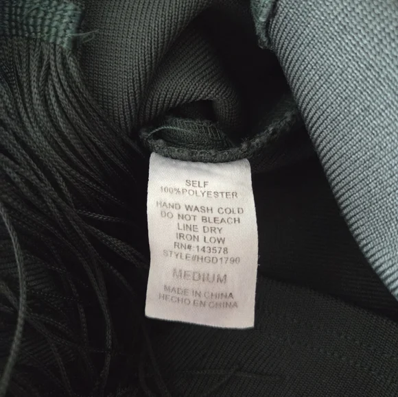 Emerald‎ Green Strapless Fringe Mini Dress Sz M Bandage Fitted Sweetheart Neck - Picture 10 of 11